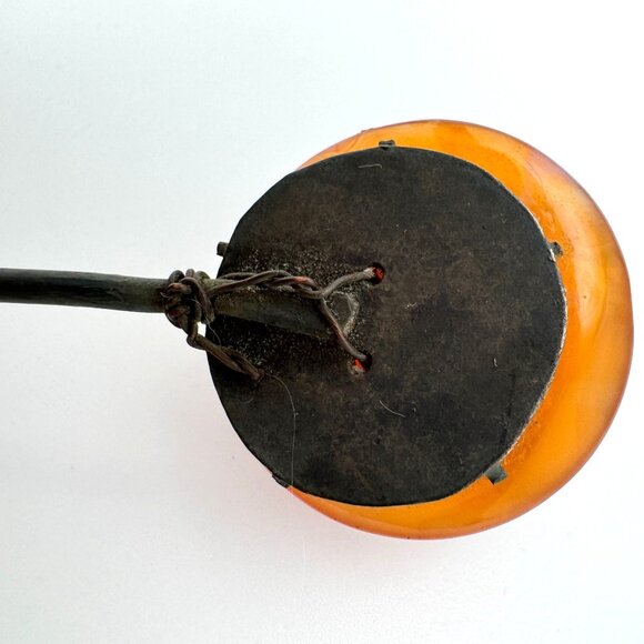 Antique Chinese Hairpin With Ox Motif Carnelian? & Metal Design - Picture 9 of 10